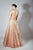 Beside Couture by Gemy - BC 1422 Sequin Ornate Striped Organza Gown In Orange