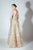 Beside Couture by Gemy - BC 1424 Illusion Neckline Floral Lace Gown In Gold and Pink
