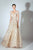 Beside Couture by Gemy - BC 1424 Illusion Neckline Floral Lace Gown In Gold and Pink