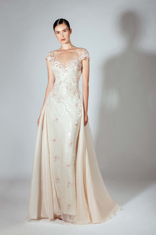 Beside Couture by Gemy - BC 1425 Off Shoulder Lace and Tulle Gown In Pink