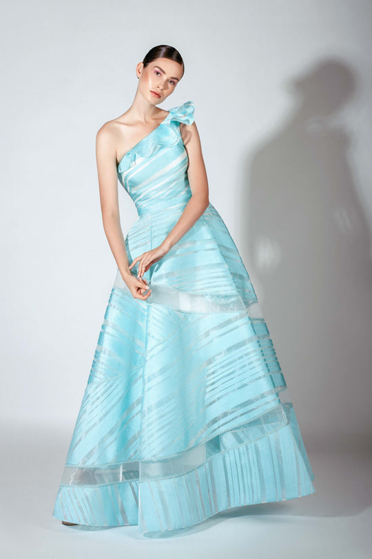 Beside Couture by Gemy - BC 1443 Asymmetrical A-Line Evening Gown In Green