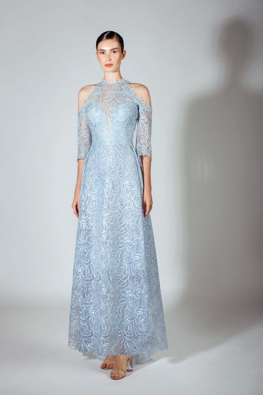 Beside Couture by Gemy - BC 1446 Halter A-Line High Low Dress In Blue