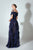 Beside Couture by Gemy - BC 1455 Embroidered Deep V-neck A-line Dress In Blue