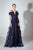 Beside Couture by Gemy - BC 1455 Embroidered Deep V-neck A-line Dress In Blue