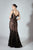 Beside Couture by Gemy - BC 1464 Lace Trumpet Dress With Appliques In Black