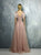 Beside Couture By Gemy - BC1252 Fringed Sleeves Lace Plunging Gown In Pink