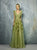 Beside Couture By Gemy - BC1256 Floral Embroidered Pleated Dress In Green