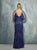 Beside Couture By Gemy - BC1269 Sheer Embroidered Plunging Dress In Blue
