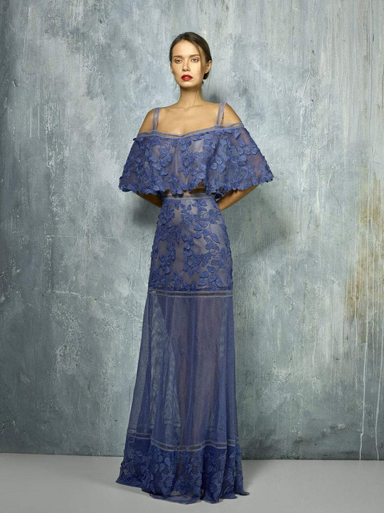 Beside Couture By Gemy - BC1271 Two Piece Floral Applique Dress In Blue