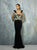 Beside Couture By Gemy - BC1276 Floral Embroidered V-neck Dress In Black and Multi-Color
