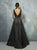 Beside Couture By Gemy - BC1282 Deep V-neck Lace A-line Dress In Black