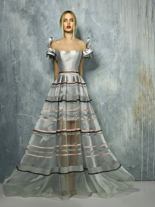 Beside Couture by Gemy Illusion Bateau A-line Dress BC1286 - 1 pc Silver Gold Black In Size 2 Available in Silver and Gold and Gold