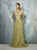 Beside Couture By Gemy - BC1291 Short Sleeves Beaded Tiered Gown In Brown and Gold