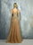 Beside Couture by Gemy Sheer Leaves Applique Tulle Gown BC1300 In Neutral and Gold