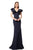 Jovani - 68793 Ruffle Detailed V-neck Trumpet Dress In Blue