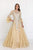 Elizabeth K - GL1592 Flounce Sleeve Floral Embroidered Lace Ballgown In Nude