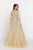 Elizabeth K - GL1592 Flounce Sleeve Floral Embroidered Lace Ballgown In Nude