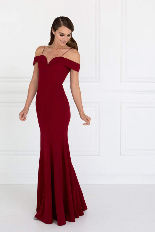 Elizabeth K - GL1593 Jersey Sweetheart Cold Shoulders Mermaid Gown In Red