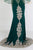 Elizabeth K - GL1595 Embroidered Bateau Jersey Trumpet Dress In Green