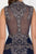 Elizabeth K - GL1598 Metallic Embroidered Queen Anne Trumpet Dress In Blue