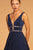 Elizabeth K - GL2501 Illusion Plunging Neck Metallic Prom Dress In Blue