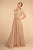 Elizabeth K - GL2501 Illusion Plunging Neck Metallic Prom Dress In Gold