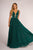 Elizabeth K - GL2501 Illusion Plunging Neck Metallic Prom Dress In Green