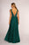 Elizabeth K - GL2501 Illusion Plunging Neck Metallic Prom Dress In Green