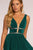 Elizabeth K - GL2501 Illusion Plunging Neck Metallic Prom Dress In Green