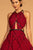 Elizabeth K - GL2502 Embellished Halter Jacquard Ballgown In Red