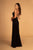 Elizabeth K - GL2503 Embellished Deep V-neck Sheath Dress In Black