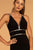 Elizabeth K - GL2503 Embellished Deep V-neck Sheath Dress In Black