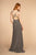 Elizabeth K - GL2503 Embellished Deep V-neck Sheath Dress In Silver