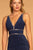 Elizabeth K - GL2503 Embellished Deep V-neck Sheath Dress In Blue