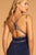 Elizabeth K - GL2503 Embellished Deep V-neck Sheath Dress In Blue