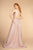 Elizabeth K - GL2504 Pleated Plunging Bodice Glitter Long Gown In Pink