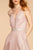 Elizabeth K - GL2504 Pleated Plunging Bodice Glitter Long Gown In Pink