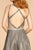 Elizabeth K - GL2504 Pleated Plunging Bodice Glitter Long Gown In Gray