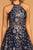 Elizabeth K - GL2508 Glitter Print Illusion Paneled Halter Gown In Blue