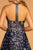 Elizabeth K - GL2508 Glitter Print Illusion Paneled Halter Gown In Blue