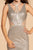 Elizabeth K - GL2509 Jeweled Halter Strap Glitter Long Gown In Silver