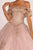 Elizabeth K - GL2510 Ruffled Off Shoulder Mesh Ballgown In Neutral and Purple