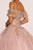 Elizabeth K - GL2510 Ruffled Off Shoulder Mesh Ballgown In Neutral and Purple