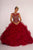 Elizabeth K - GL2511 Beaded Cap Sleeve Ruffled Ballgown In Red