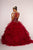 Elizabeth K - GL2511 Beaded Cap Sleeve Ruffled Ballgown In Red