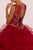 Elizabeth K - GL2511 Beaded Cap Sleeve Ruffled Ballgown In Red