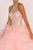 Elizabeth K - GL2512 Ornate Illusion High Halter Ruffled Ballgown In Pink