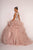 Elizabeth K - GL2514 Cap Sleeve Metallic Beaded Cascading Ballgown In Pink