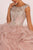 Elizabeth K - GL2514 Cap Sleeve Metallic Beaded Cascading Ballgown In Pink
