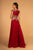 Elizabeth K - GL2519 Lace Embroidered Bateau Chiffon A-line Dress In Red